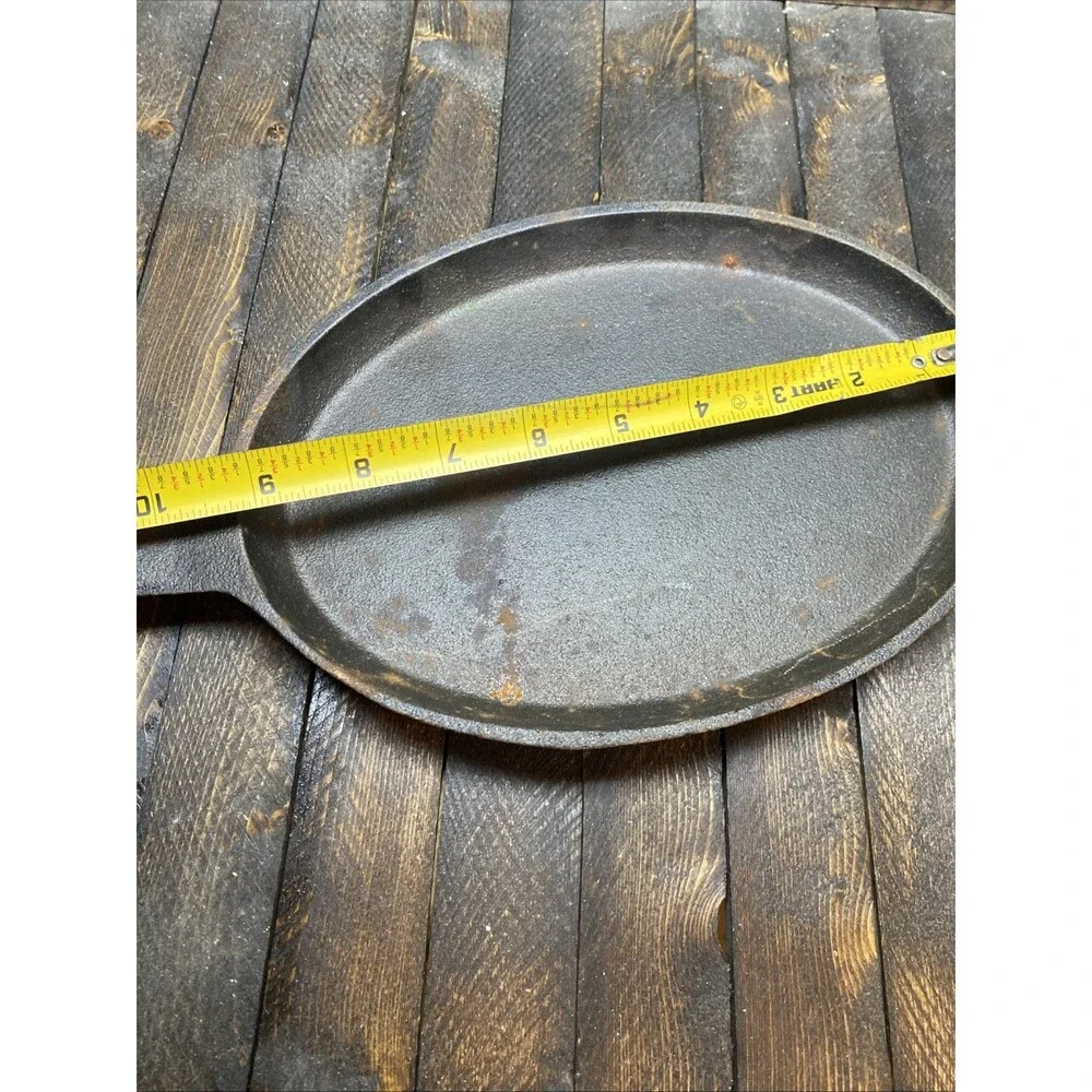 Cast Iron Oval Griddle Fajita Pan Skillet With handle 9 X 7in